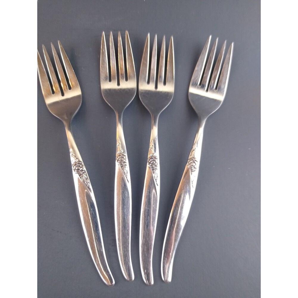Oneida La Rose Set Of 4 Salad Forks Rogers Stainless WMA